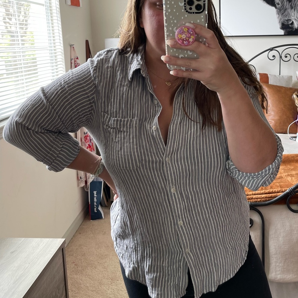 Linen button down top XXL universal thread